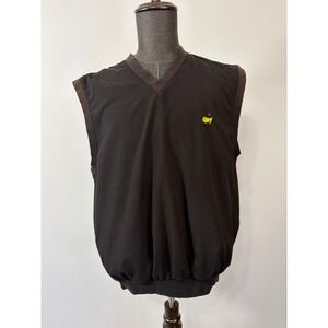Masters Golf Vest Size Medium Black V Neck Pullover Windbreaker 0255